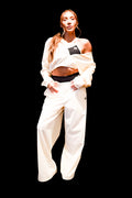 White Cropped Suit Top