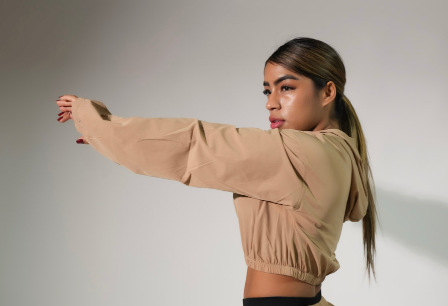 Light Brown Cropped Suit Top